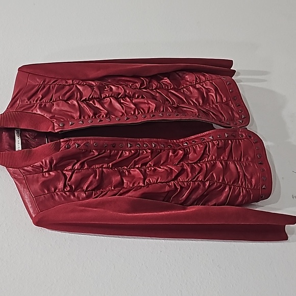 Peter Nygard vintage red jacket 100% leather and knit zip front stud Size S - Picture 4 of 13